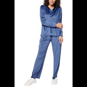 Comfort Code Women's 2 Piece Silky Velvet Satin Sleep Set Navy - Regular